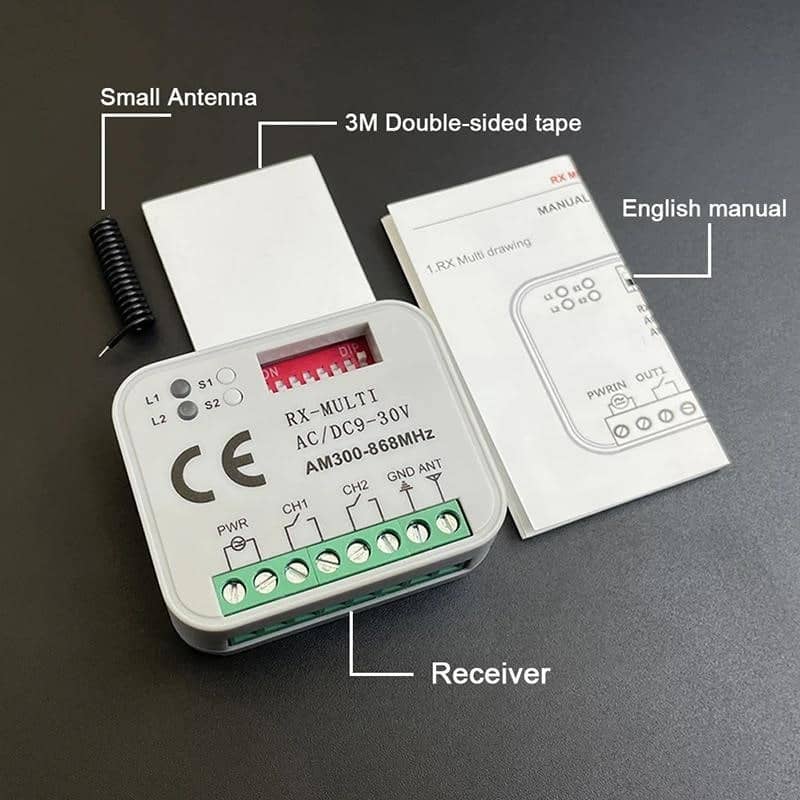 10X Receptor Universal RX Multifrecuencia 300-868MHz 2CH 12V 24V MóDulo
